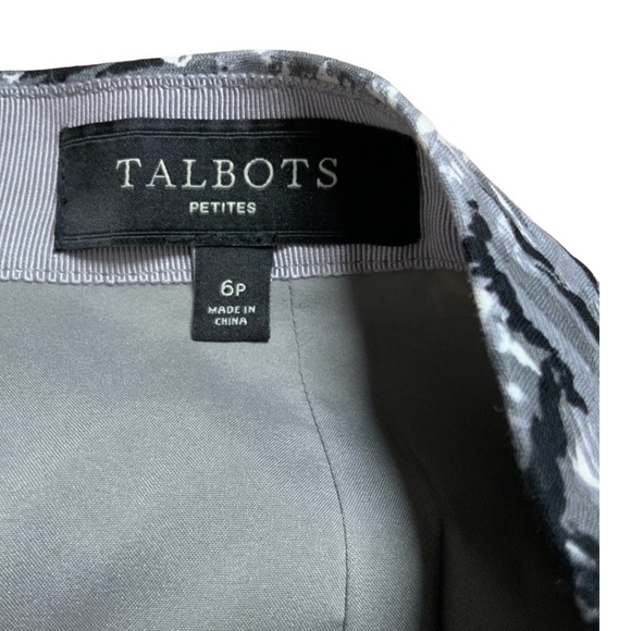 TALBOTS Petites 100% Cotton Black / Grey Watercolour Print Pencil Skirt Sz 6P - Picture 5 of 9